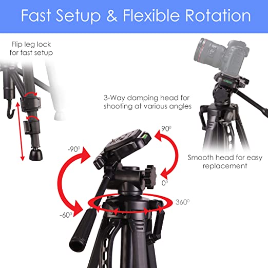 NAGARO Adjustable Camera Tripod Stand 66 inches Tall