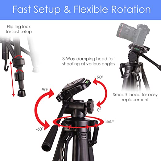 NAGARO Adjustable Camera Tripod Stand  66 inches Tall