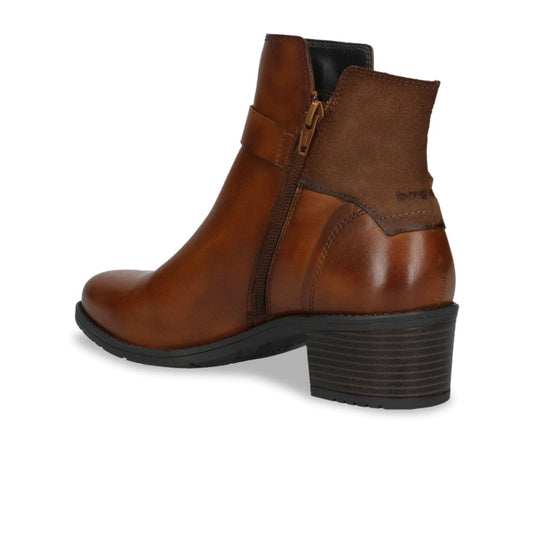 Brown Leather High-Top Block Heeled Boots